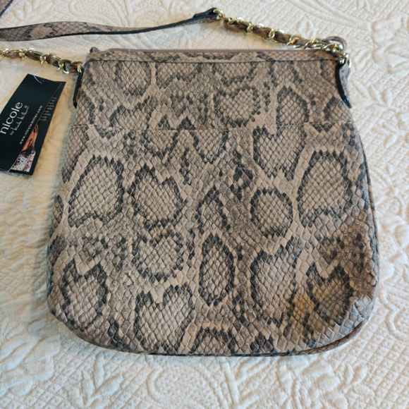Nicole Miller NM Randy Crossbody Faux Python Snake Look New With Tags - Picture 4 of 12